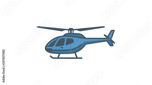 Minimalist Blue Helicopter Icon Vector Illustration