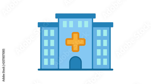 Flat Vector Hospital Building Icon Illustration