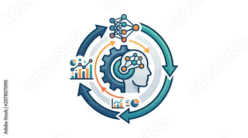 Artificial Intelligence Machine Learning Process Cycle Concept