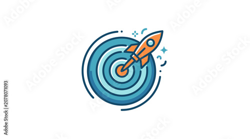 Rocket Hitting Target Bullseye Icon