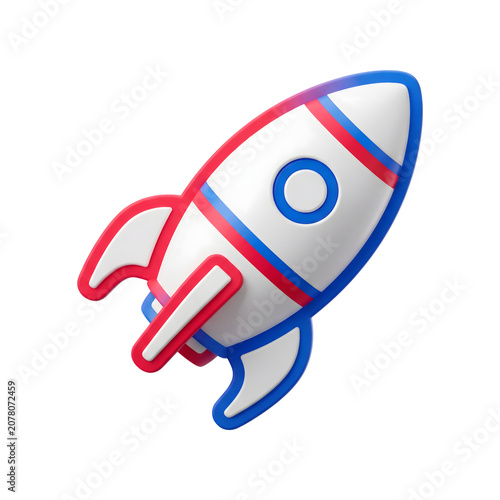 Rocket, space, icon, launch, red blue white isolated on Transparent Background