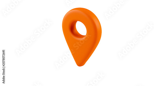 Orange 3D map pin location marker, isolated on transparent background