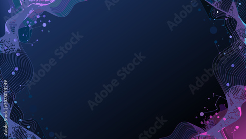 Cuadro en lienzo Flowing wave pattern with gradient colors and scattered dots creates an abstract