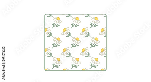 Seamless Daisy Pattern: Cute Floral Background with Yellow Centers and Green Leaves