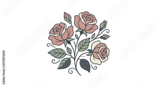 Soft Pastel Rose Bouquet Illustration