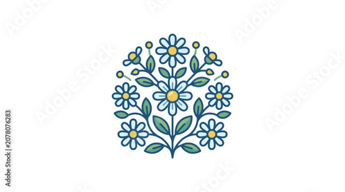 Stylized Daisy Floral Bouquet Emblem - Nature Logo Design