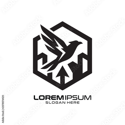 Bird In Hexagon logo design offers a unique professional Bird In Hexagon logo emblem