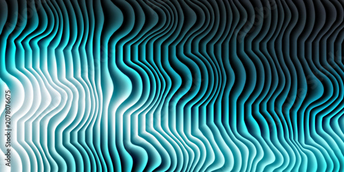 Fotografie Abstract wavy vertical cyan ridges textured background with three dimensional