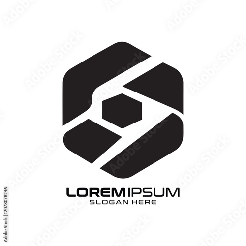 Hexagonal Geometric logo design represents a clean professional corporate Hexagonal Geometric logo template