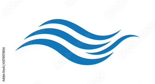 Blue wave shape on a white background stylized vector illustration