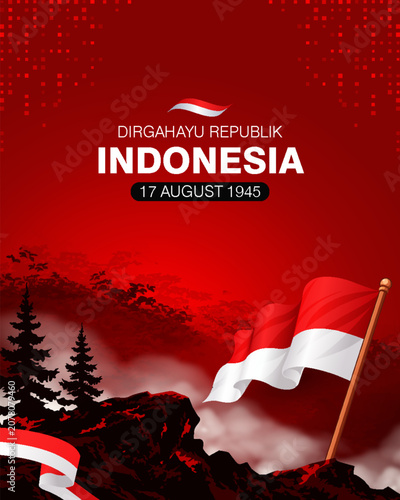 Indonesia independence day banner design for web or social media
