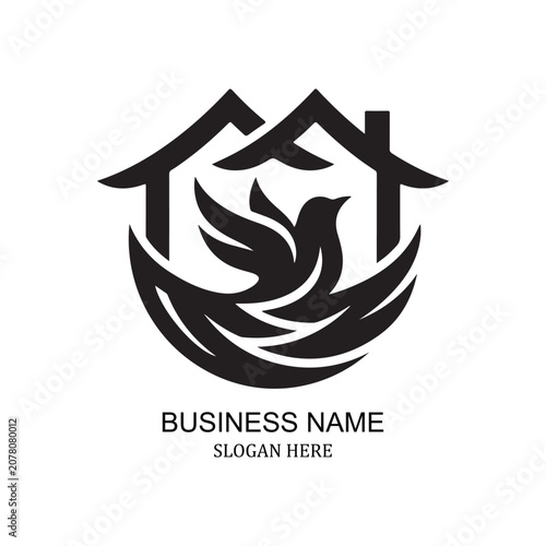 House Bird Logo Home Nature Modern Minimalist Professional Real Estate House Bird Logo