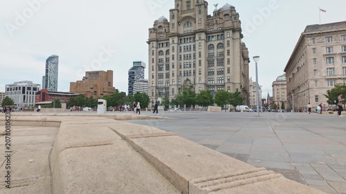 Tilt Up Shot of Royal Liver Building in Liverpool