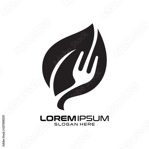 Restaurant Logo Food Leaf Nature Modern Organic Professional Catering Restaurant Logo