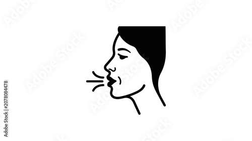 Photos Icon of a person exhaling, representing breath, speaking, or sighing