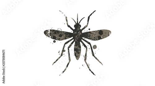Canvastavla Mosquito silhouette, grunge style, insect vector, pest control concept