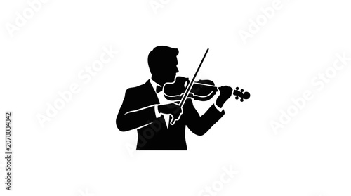 Fotografija Silhouette of a man playing the violin in a tuxedo