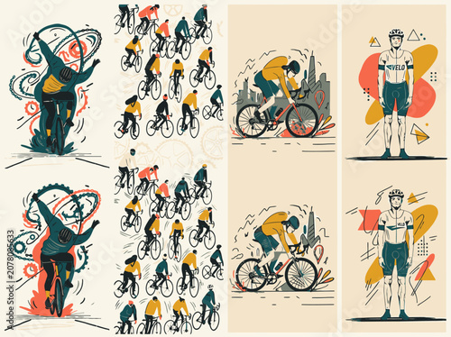 Dynamic Cycling Illustrations Capturing the Thrill of the Race and the Journey