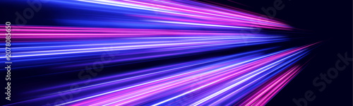 Vászonkép Radiant energy waves flow across a dark futuristic background with luminous motion trails