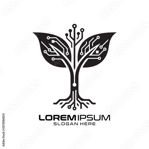 Digital Tree Logo Technology Innovation Network Modern Eco Friendly Professional Digital Tree Logo