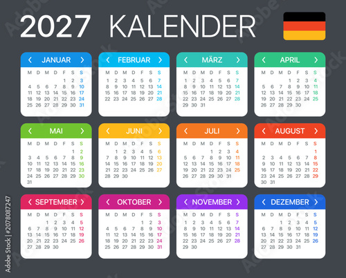 2027 Calendar - vector template graphic illustration - German version