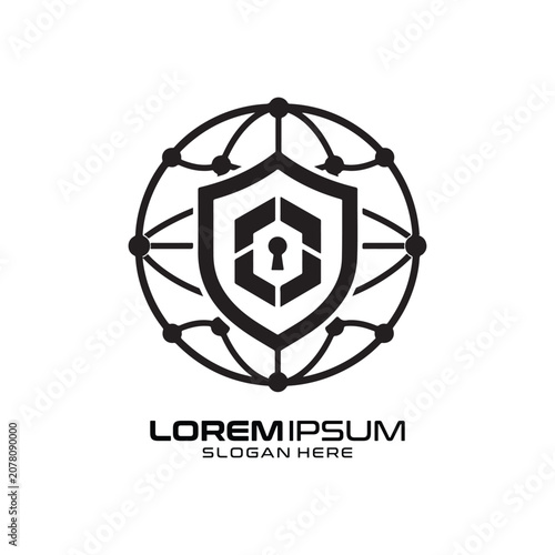 Shield Globe logo for global security and international networking protection Shield Globe logo.