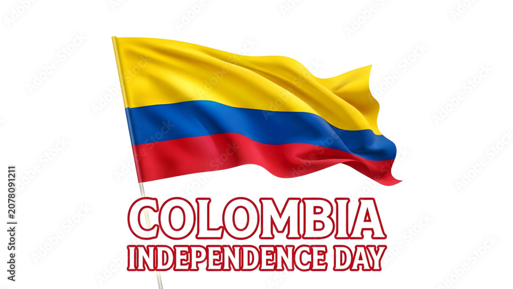 Obraz premium Colombian Flag Waving on Colombia Independence Day Celebration