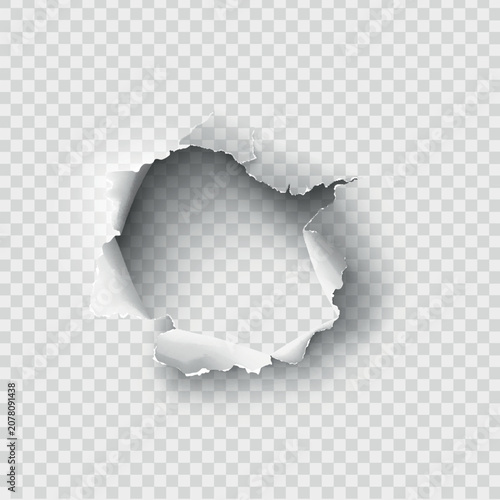 ragged Hole torn in ripped paper on transparent background