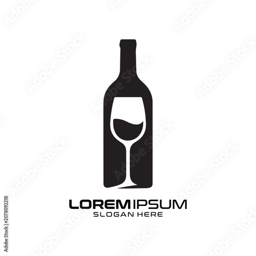 Wine Bottle logo design for premium restaurant and bar branding Wine Bottle logo.