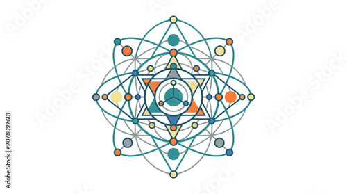 Fotografía Sacred Geometry Symbol, Metatron's Cube, Spiritual Icon, Abstract Pattern
