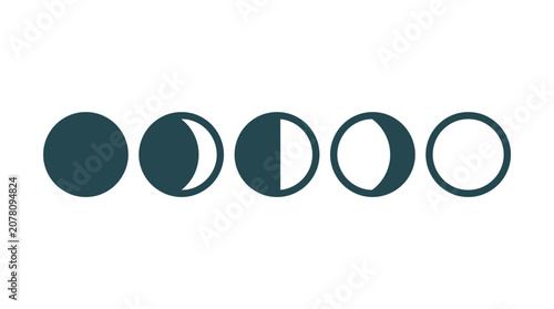 Bild auf Leinwand Moon Phases Icon Set - Celestial Cycle Graphic