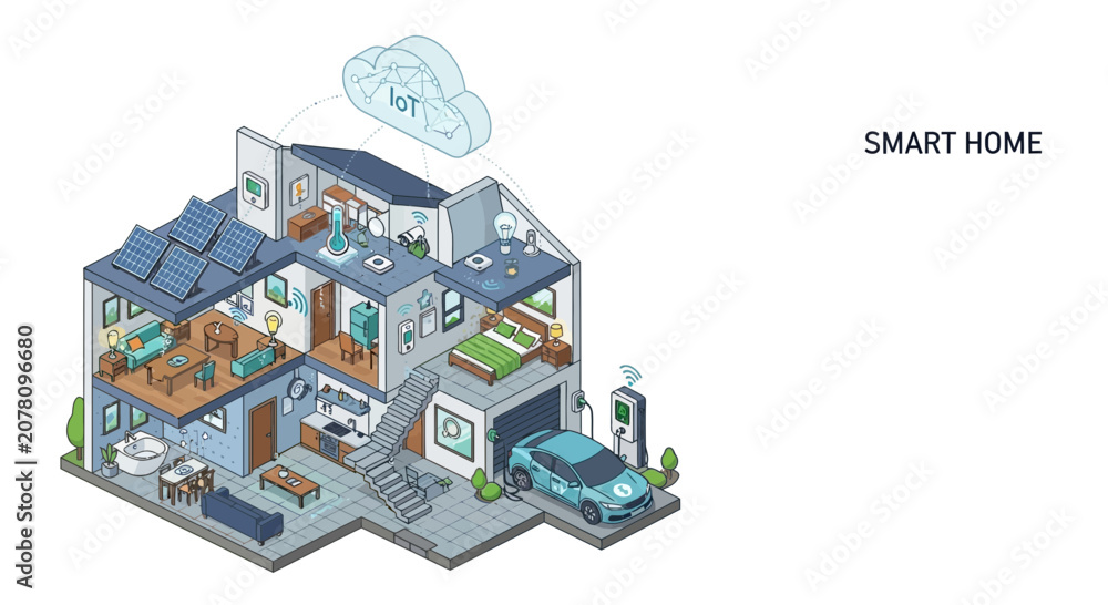 Fototapeta premium Smart home automation system with interconnected devices.