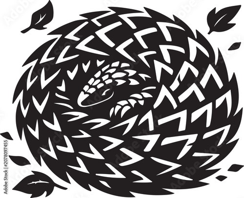 Pangolin Curled Into Ball Defensive Pose