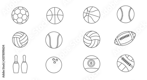 Collection of Various Sports Equipment Icons