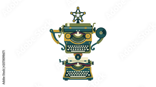 Bild auf Leinwand Vintage Typewriter With Star Decoration.