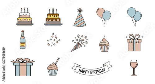 Birthday Celebration Icons and Symbols