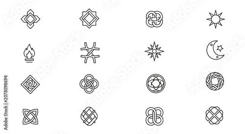 Various Symbolic Geometric Line Icons