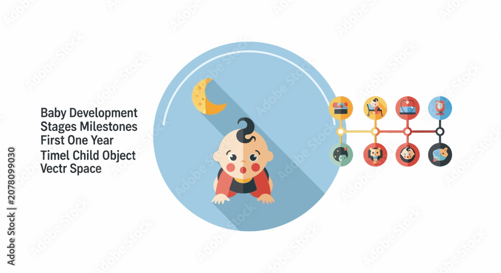 Fototapeta premium Baby Development Stages Milestones First Year Timeline.