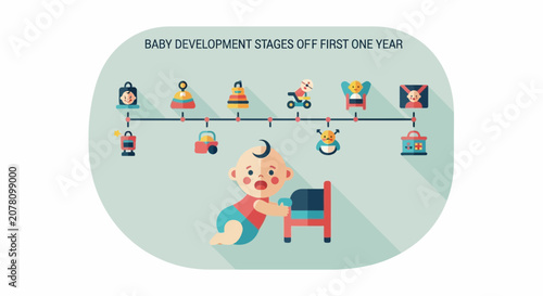 Baby Development Stages First Year Timeline Infographic.