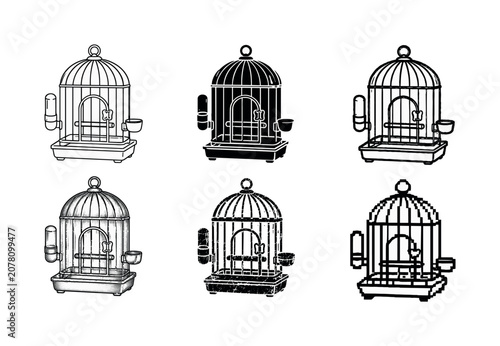 Various styles of vintage birdcages for creative projects and designs