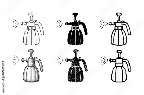 Various vintage spray bottles in different artistic styles
