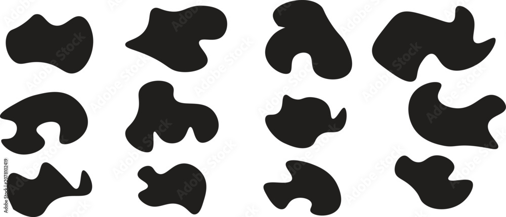 Fototapeta premium Black silhouette animal icons set with different shapes and poses