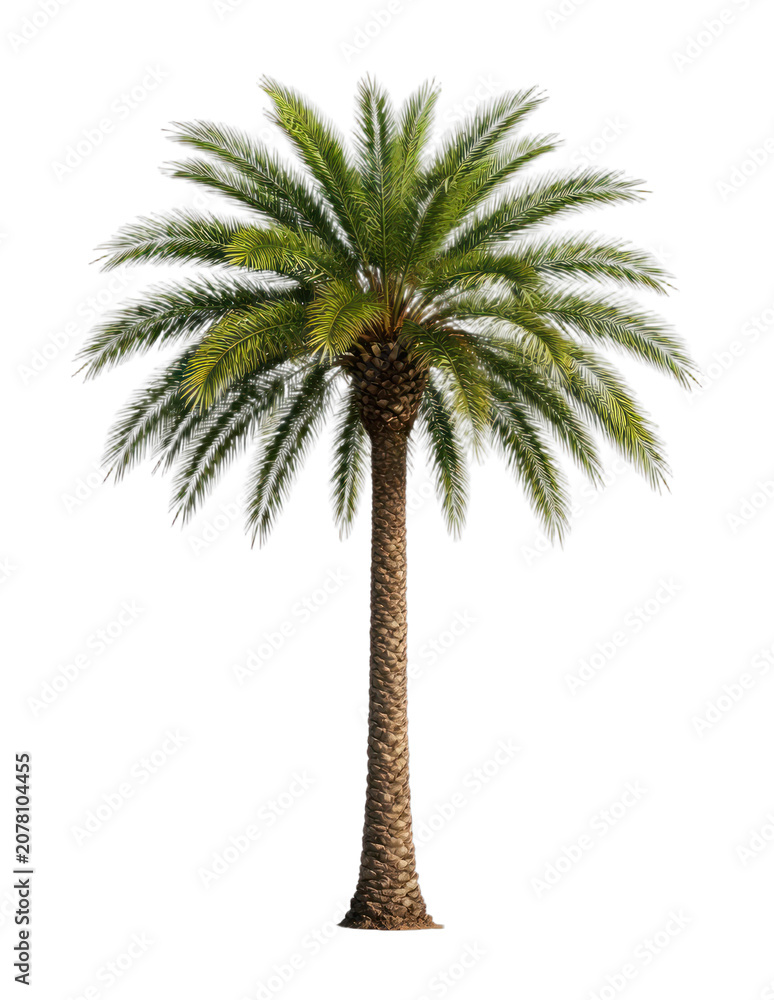 Fototapeta premium PNG Lush tropical palm tree silhouette.