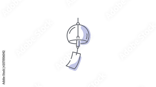 Canvastavla Japanese Wind Chime Illustration - Minimalist Design