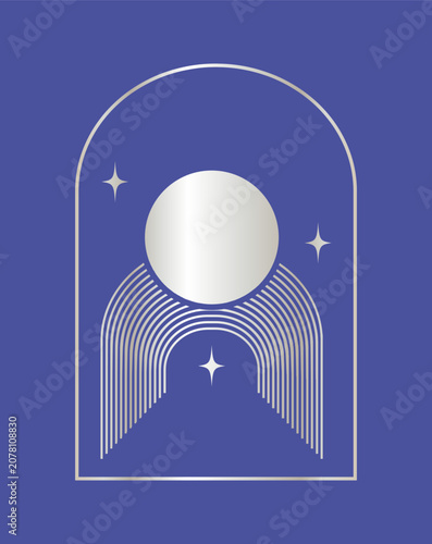 Abstract Sun Logo. Vintage Sun Icon with Rays gradient on blue background. Usable for Business