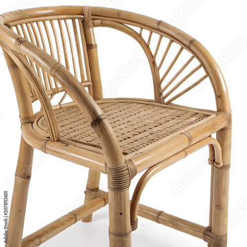 Woven Rattan Chair On White Background Natural Fiber Furniture