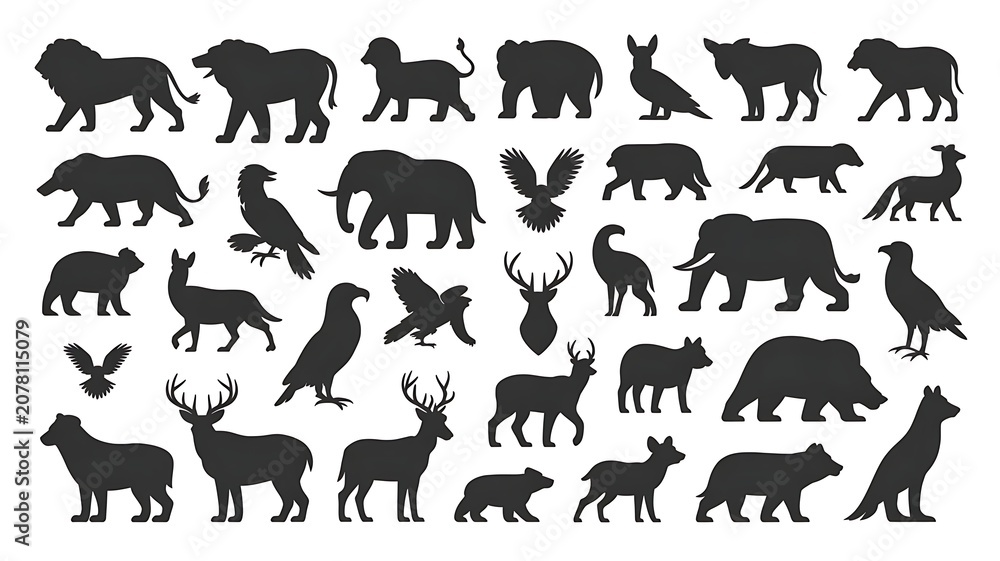 Obraz premium animals silhouettes vector