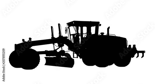 Fotografía Road grader machinery silhouette against a white background