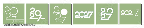 Happy New Year 2027 logo design template set. Greeting card and branding idea.