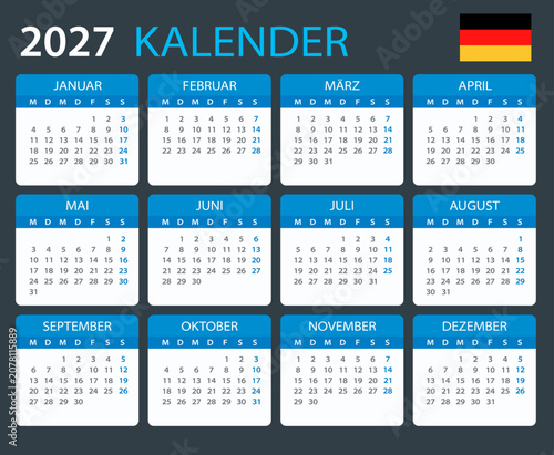 2027 Calendar Germany - vector template graphic illustration - German version